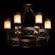 Plafonnier marron country 6 ampoules 50 cm 