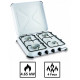Plaque de cuisson gaz portable 4 feux - 4650 w - blanc laqué 