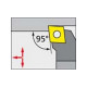 Porte-outils ISO 95° SCLCR/L, Désignation : SCLCR 2020 K09, Queue vierkant 20 x 20 mm, Dimensions l 125 mm, Dimensions l1 : 29 mm 