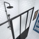 Porte de douche coulissante type Atelier 120x200cm - Profilés Noir Mat - WORKSHOP SLIDE Aurlane - FAC352 