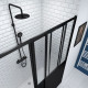 Porte de douche coulissante type Atelier 140x200cm - Profilés Noir Mat - WORKSHOP SLIDE Aurlane - FAC353 