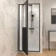 Porte de douche pivotante type atelier 90x200cm - Profilé noir mat - Verre 5mm Aurlane - FAC351 