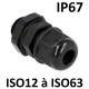 Presse étoupes noir iso ip67 + contre écrou m25 - ø 13 -18mm - perçage 25,5mm 