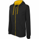 Sweat-shirt zippé capuche contrastée kariban homme - Coloris et taille au choix Noir-Jaune