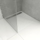 Receveur en acrylique blanc effet pierre 80x80x4 cm - Grille linéaire chrome - MOON Aurlane - FAC608 