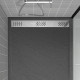 Receveur en acrylique gris effet pierre 90x120x4 cm - Grille linéaire chrome- METEORA Aurlane - FAC394 