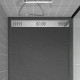 Receveur en acrylique Gris Effet Pierre 90x90x4 cm - Grille Linéaire Chrome - METEORA Aurlane - FAC391 