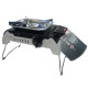 Réchaud gaz piezo 2400w fivestar + 4 cartouches gaz 450 gr butane-propane avec pieds pliables + mallette de transport 