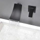Robinet lavabo mural sophistiqué à poignée unique en noir solide 