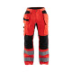 Pantalon artisan haute-visibilité stretch poches choix coloris  15521811 rouge fluo-noir