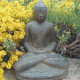 Statue jardin bouddha lotus méditation gd format - gris anthracite 80 cm 
