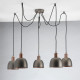 Suspension argentée industrial 5 ampoules 215 cm 