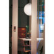 Suspension globe, acier brossé et verre 