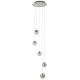 Suspension marbles, chrome et verre, 5 ampoules 