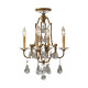 Suspension valentina, bronze oxydé, décors en cristal, 4 éclairages 