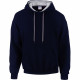 Sweat shirt capuche contrastée gildan heavy blend - Coloris et taille au choix Marine-Gris