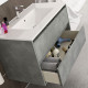 Meuble de salle de bain 120cm double vasque - 6 tiroirs - tiris 3c - ciment (gris) 