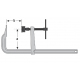 Serre joint en acier forgé URKO - serrage 500 mm - saillie 140 mm - rail 30x15 mm - SGS30       