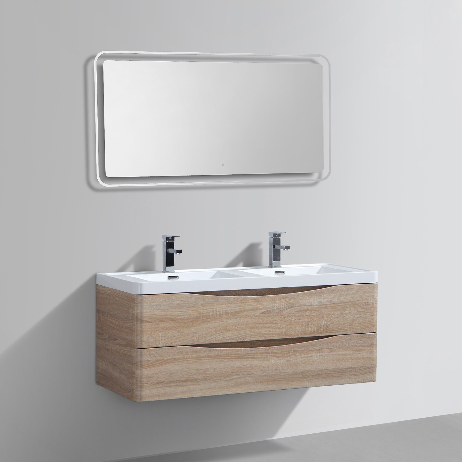 Meuble Salle De Bains Double Vasque Miroir Led Smile Distriartisan