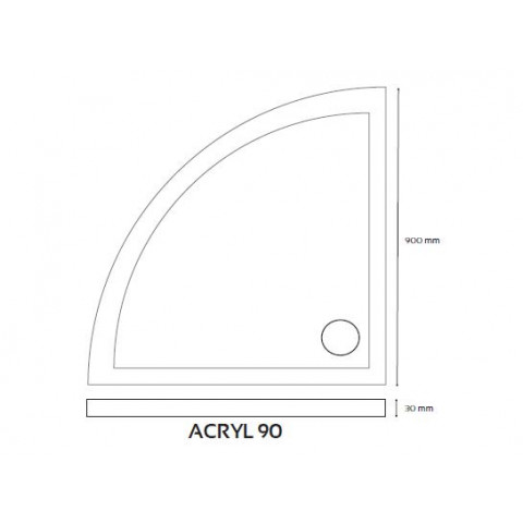 Receveur de douche acrylique quart de cercle 90x90x3 cm acryl1/4cercle90