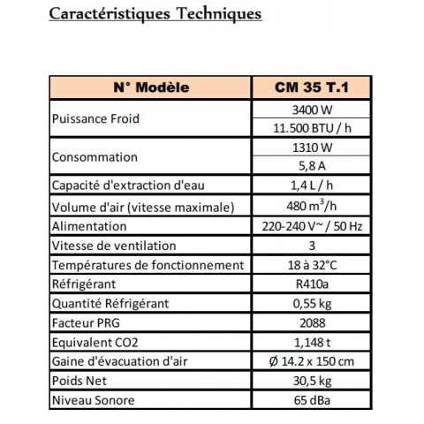 Climatiseur mobile électrique 3400w 11500btu  Cm 35 t.2