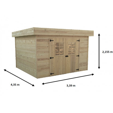 Abri de jardin madriers massif  28mm 14,75m² - kmp3444.02