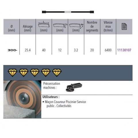 Disque diamant ultra béton-s d.300x25,4xh 12mm