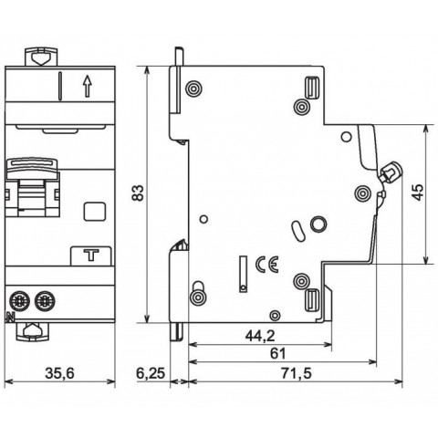 Disjoncteur différentiel dx³ 4500 6 ka courbe c type ac 2 modules vis/vis 10a