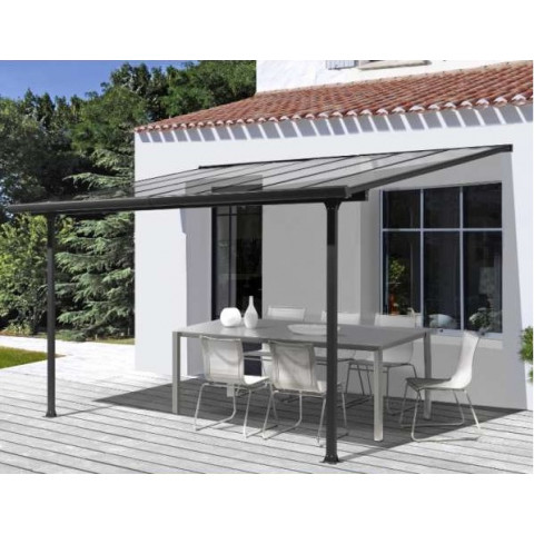 toit terrasse en aluminium gris anthracite plaques polycarbonate anti-uv 8,94m2 - tt3030al