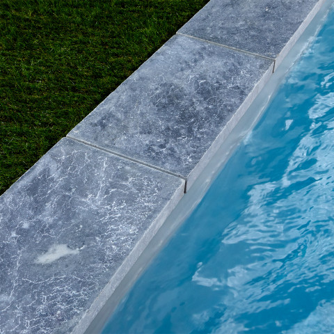 Margelle de piscine 61x33x3cm pierre naturelle adana bleu gris bord droit