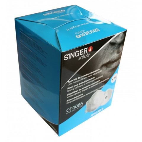 10 masques filtrants singer anti particules solides et liquides elastique de serrage ffp2d a valve