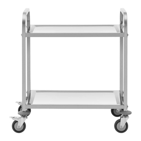 Chariot de service 2 plateaux 95 x 50 cm 64 kg acier inoxydable professionnel helloshop26 14_0005043