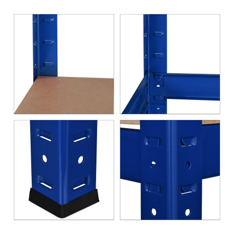 Étagère charge lourde meuble de rangement à clip cave charge garage 180 cm acier bleu 