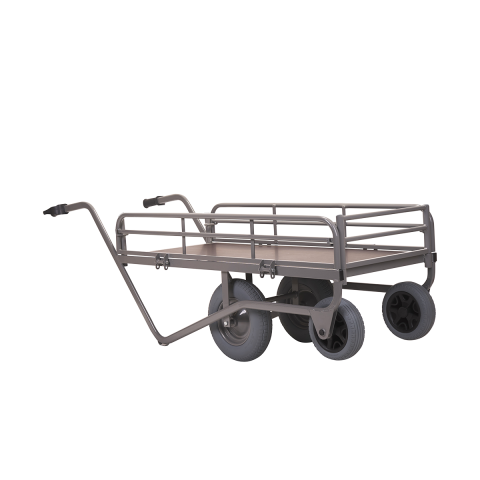 Chariot fleuriste grand modele avec ridelles et roues increvables