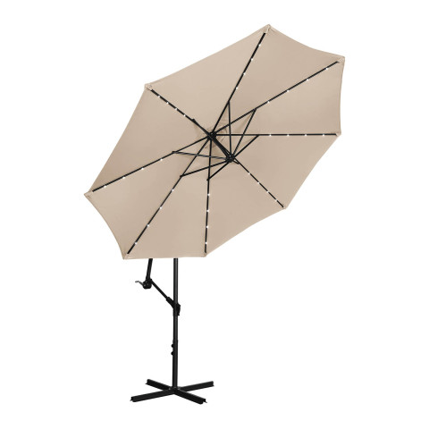 Parasol déporté avec led - rond - diamètre 300 cm - inclinable - Couleur au choix