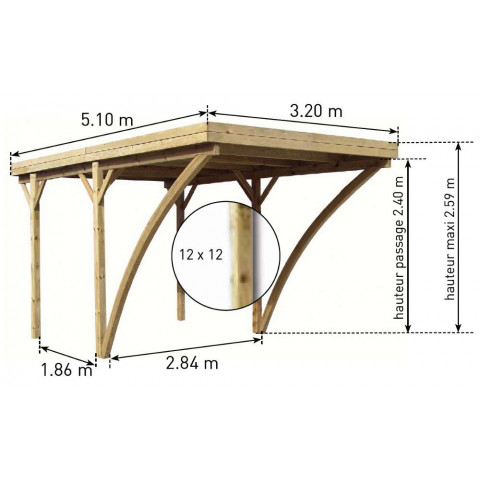 Carport pour voiture autoclave milano uno