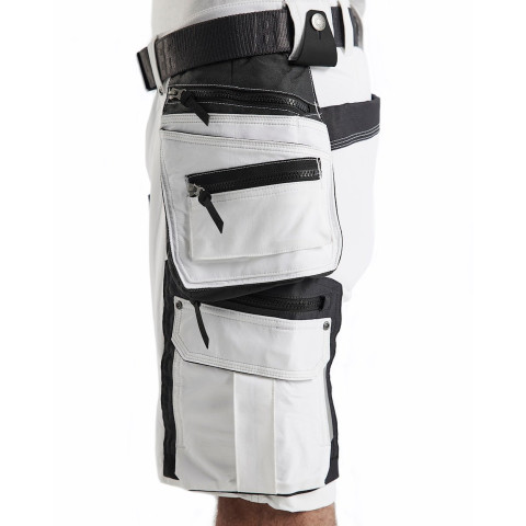 Short peintre stretch 4D Blanc/Gris-Foncé 10881645 - Taille au choix