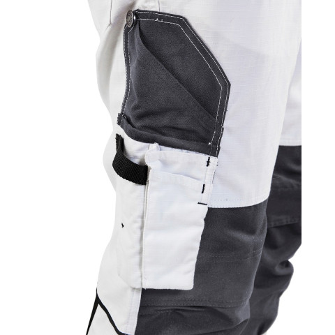 Pantalon Peintre +stretch Blanc/Gris-Foncé 10951330 - Taille au choix