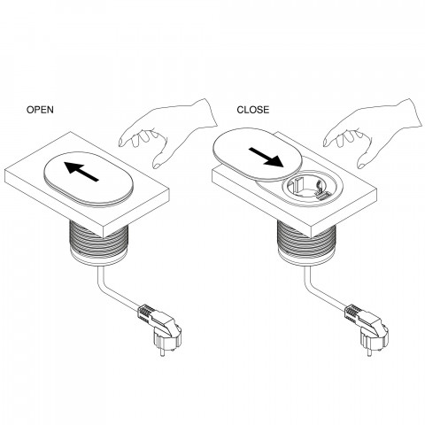 Multi connecteur avec couvercle à encastrer 1 prise et 1 port USB