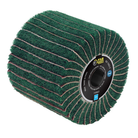 Brosse fibre synthétique G240 et lamelles G120 FAR TOOLS Ø 120 mm L 100 mm - 110863