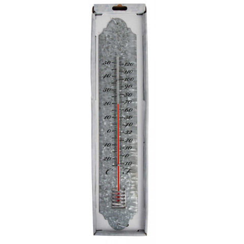 Thermomètre en zinc patiné pour jardin 50cm