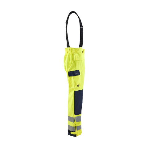 Pantalon de pluie à bretelles Haute-Visibilité retardant flamme niveau 2 Jaune-Fluo/Marine 13132022 - Taille au choix