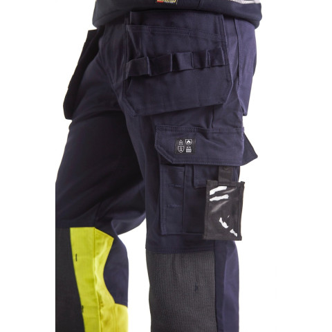 Pantalon artisan multinormes Marine/Jaune-Fluo 14791514 - Taille au choix