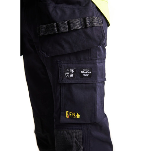 Pantalon multinormes inhérent avec poches flottantes Marine/Jaune-Fluo 14891512 - Taille au choix