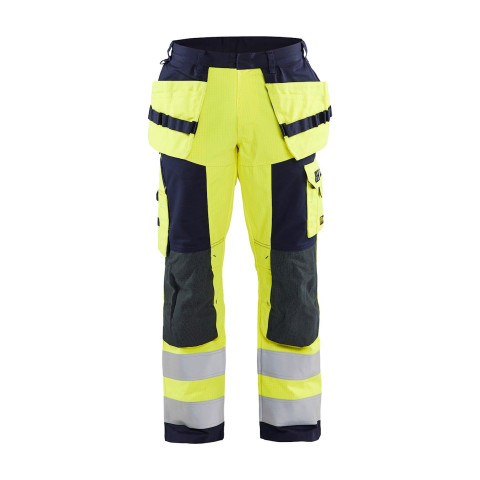 Pantalon artisan multinormes à poches flottantes Jaune-Fluo/Marine 15791514 - Taille au choix