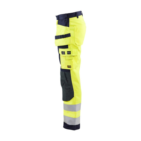 Pantalon artisan multinormes à poches flottantes Jaune-Fluo/Marine 15791514 - Taille au choix