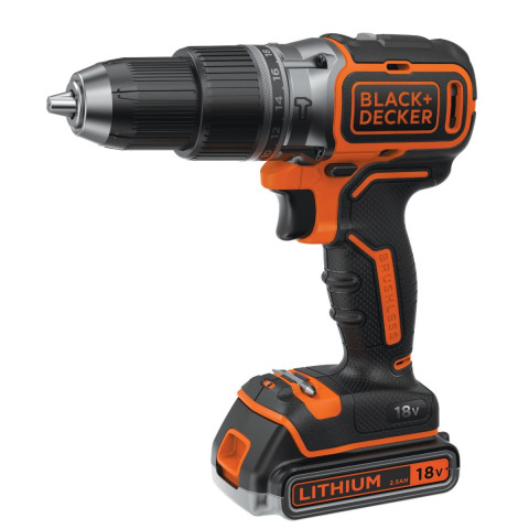 Perceuse à percussion sans fil BLACK + DECKER 18V - 2 batteries 18V 1x2.5Ah 1x4Ah - chargeur - sac - BL188ME2SA-QW