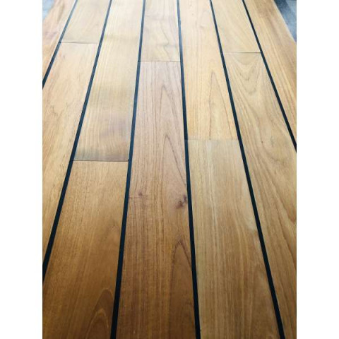 parquet massif pont de bateau avec joint de pu integre teck indonesien ines 9 x 30 120 cm distriartisan