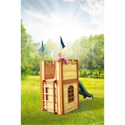 Chateau fort arthur en cèdre avec toboggan
