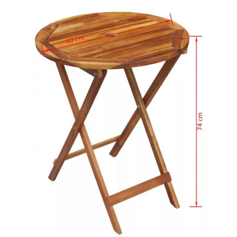 Ensemble de bistro d'extérieur 3 pièces bois d'acacia pliable rond